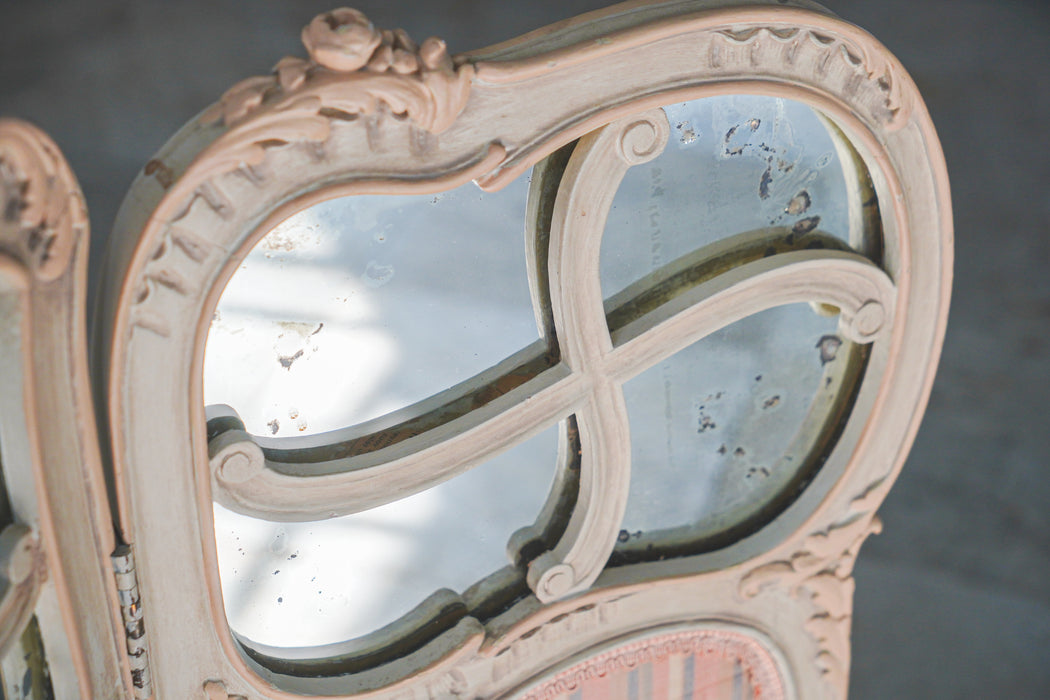 Antique three-sided mirror