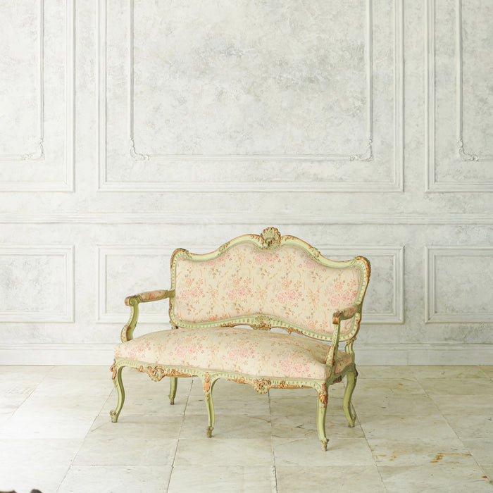 アンティークグリーンフレームソファ