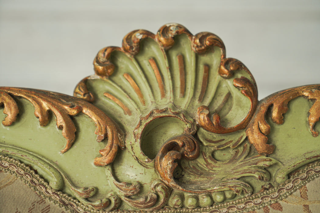 アンティークグリーンフレームソファ