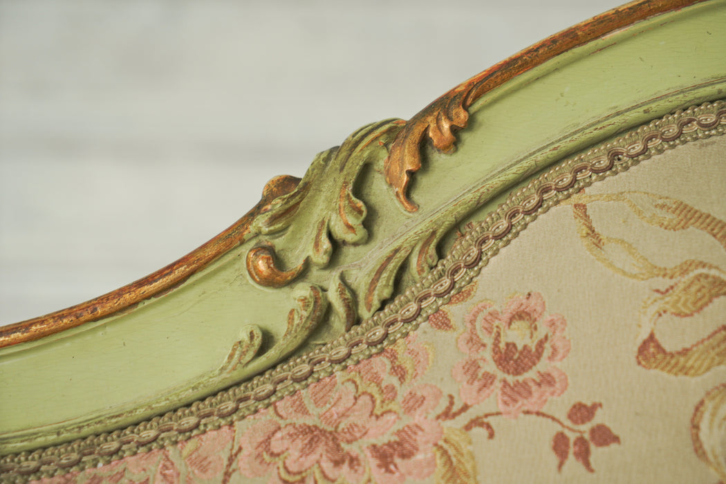 アンティークグリーンフレームソファ