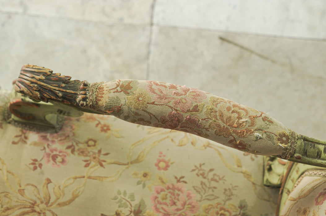 アンティークグリーンフレームソファ