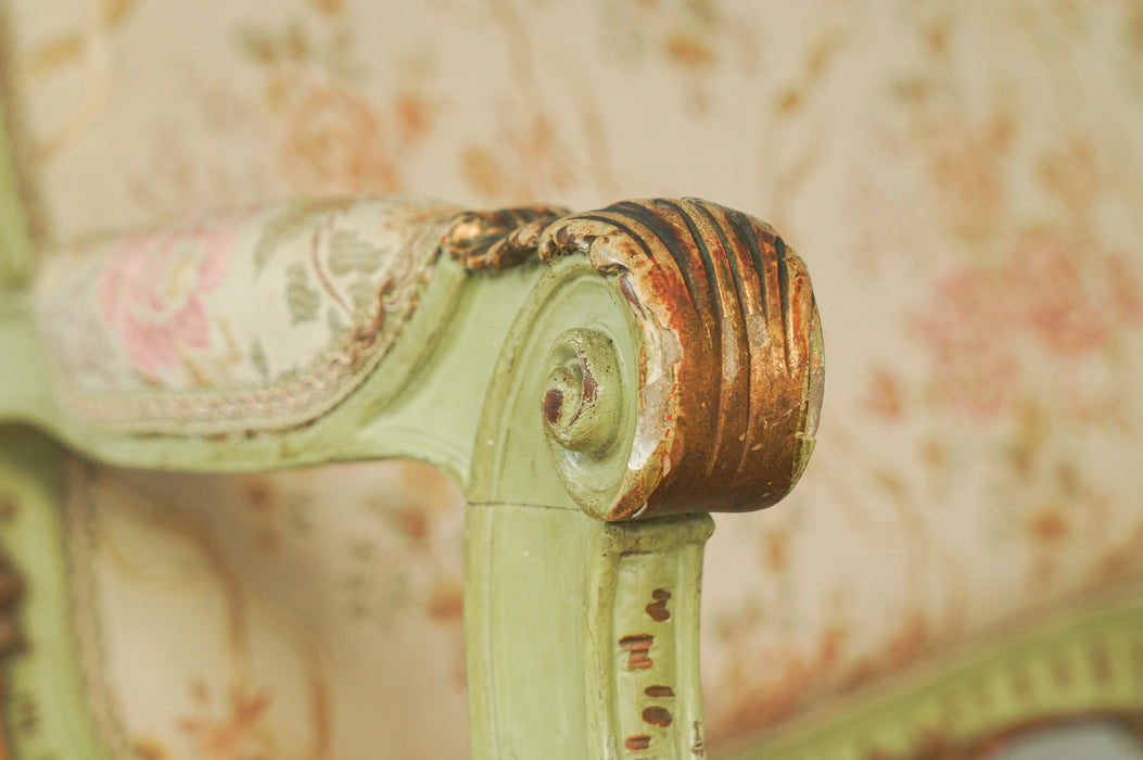 アンティークグリーンフレームソファ