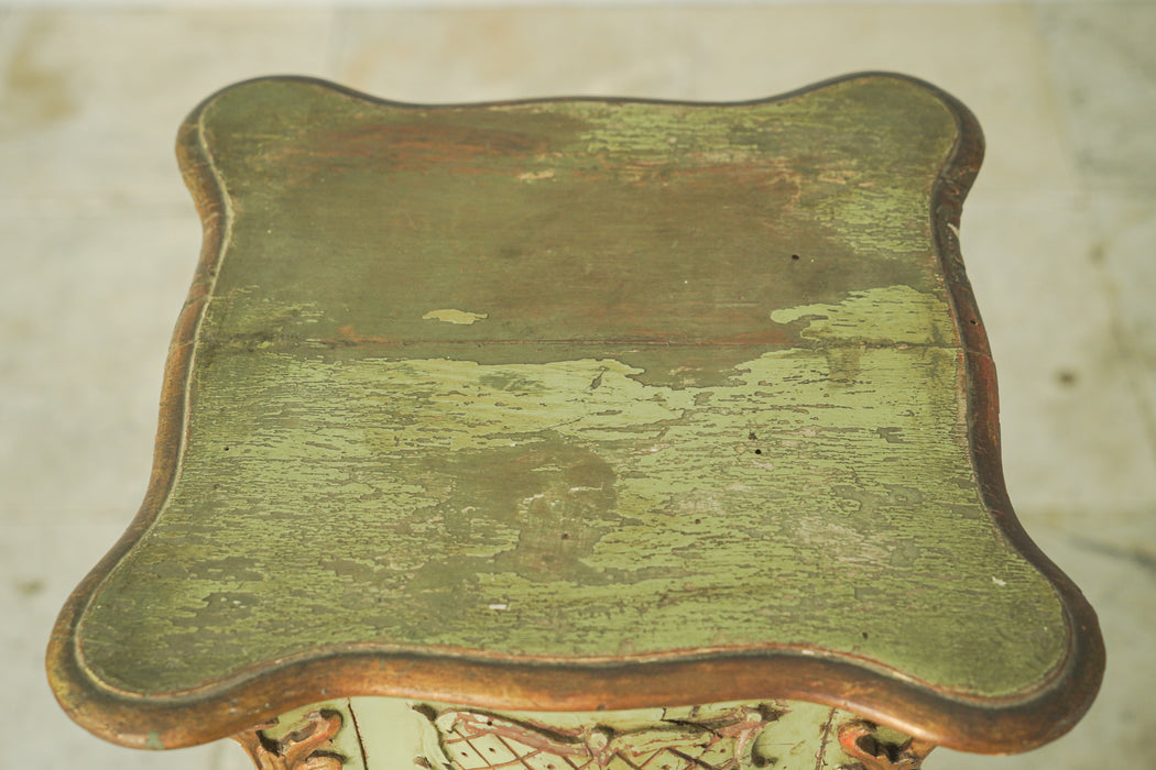 アンティークグリーンペデスタルテーブル