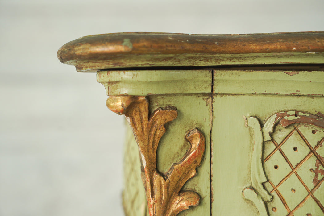 アンティークグリーンペデスタルテーブル