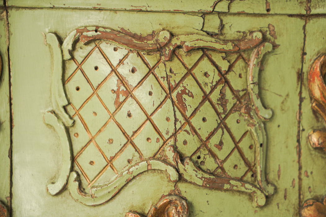 アンティークグリーンペデスタルテーブル