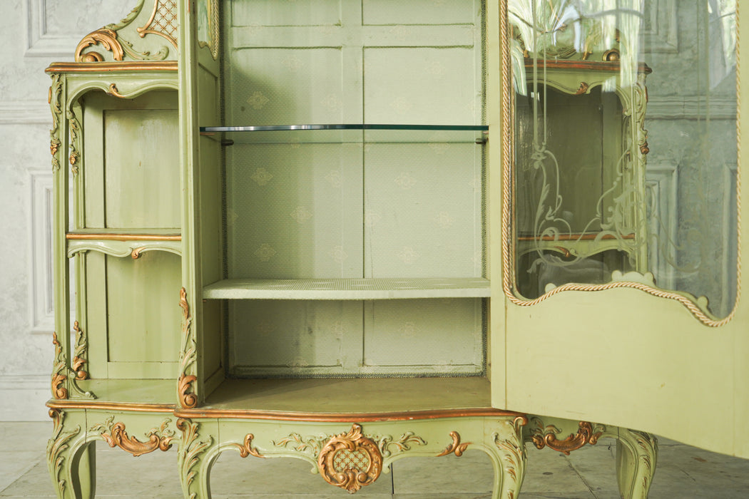 アンティークヴェールグラスキャビネット